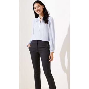 Ann Taylor LOFT Marisa Gray & Black Velvet Polka Dots Skinny Ankle Pants TALL